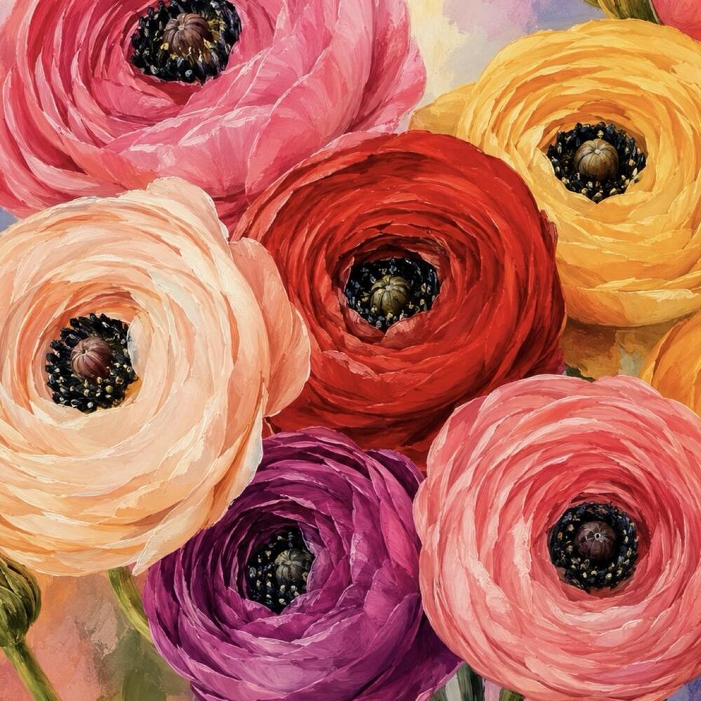 8x8 Framed Colorful Floral Art Print